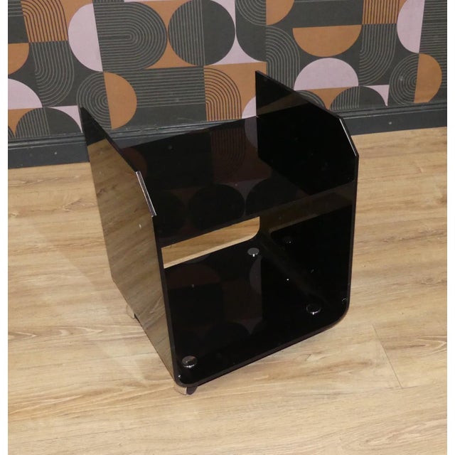 1970s Bedside Tables in Black Acrylic Glass, 1970s, Set of 2 For Sale - Image 5 of 18