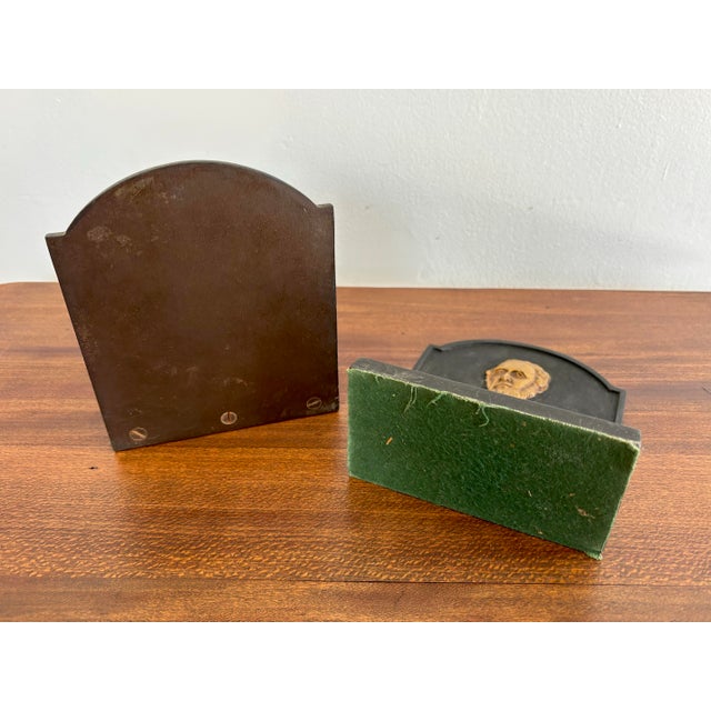 Mid 20th Century Cast Iron Literary Poet Bookends - A Pair For Sale - Image 4 of 5
