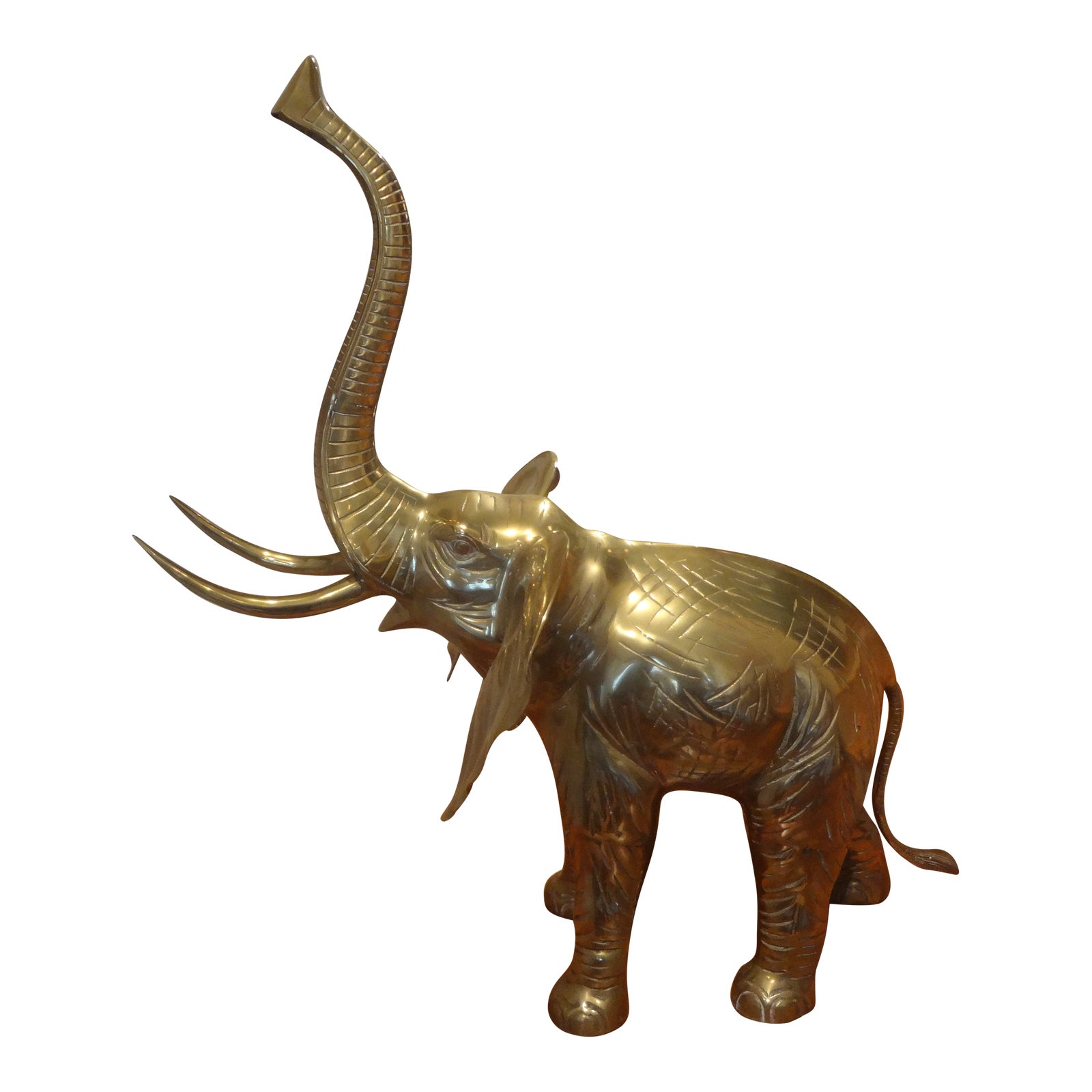 Large Brass Elephant Statue Chairish