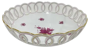 Herend Hungary Porcelain Apponyi Pink Bowl, 1980s