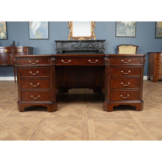 Penhurst Mahogany Desk With Green Leather For Sale - Image 11 of 18