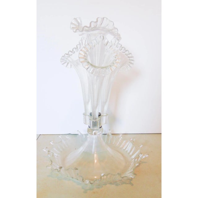 Late 19th Century Victorian Clear Ruffled Glass Epergne For Sale - Image 5 of 5