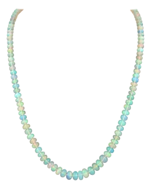 Natural Opal Faceted Bead Single Strand Necklace on Sale 14 K Gold Lobster Clasp