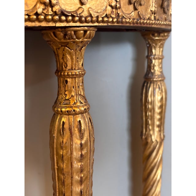 Antique Giltwood Demi-Lune Console Table With Satinwood Inlay For Sale - Image 4 of 16