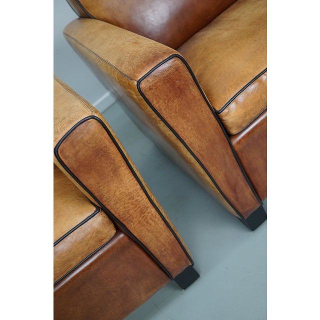 Vintage Dutch Cognac Leather Club Chairs, 1970s, Set of 2 For Sale - Image 13 of 18