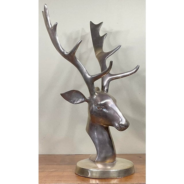 Brass Vintage 1980s Brass Deer Head For Sale - Image 8 of 13