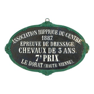 1887 French Dressage Horse Show Trophy Wall Plaque For Sale
