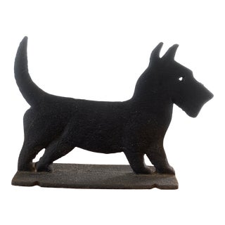 Antique Cast Iron Scottish Terrier Door Stop Boot Scrape, Circa 1920s For Sale