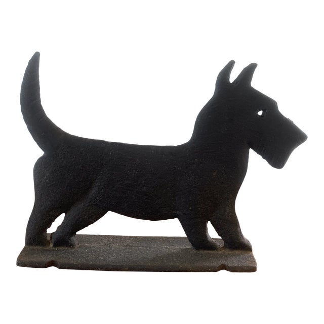 Antique Cast Iron Scottish Terrier Door Stop Boot Scrape, Circa 1920s For Sale