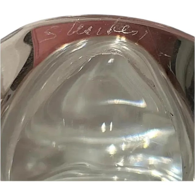 Vintage Signed Steuben Mid Century Modern Crystal Perched Owl Figurine For Sale - Image 9 of 9