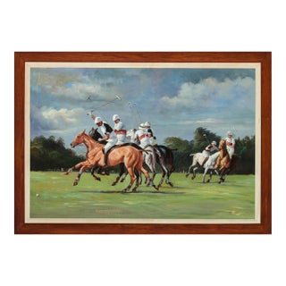Myopia Polo Match C1980s Oil on Canvas For Sale