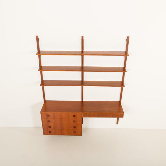 Scandinavian Teak Shelving Unit with Desk, 1970s For Sale - Image 6 of 17