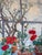 Large 1985 Toni Dalton Botanical Geraniums & Window Oil on Canvas Painting, Framed For Sale - Image 4 of 12
