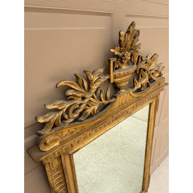 19th Century Italian Neoclassical Giltwood Mirror With Carved Urn and Foliage For Sale - Image 12 of 13