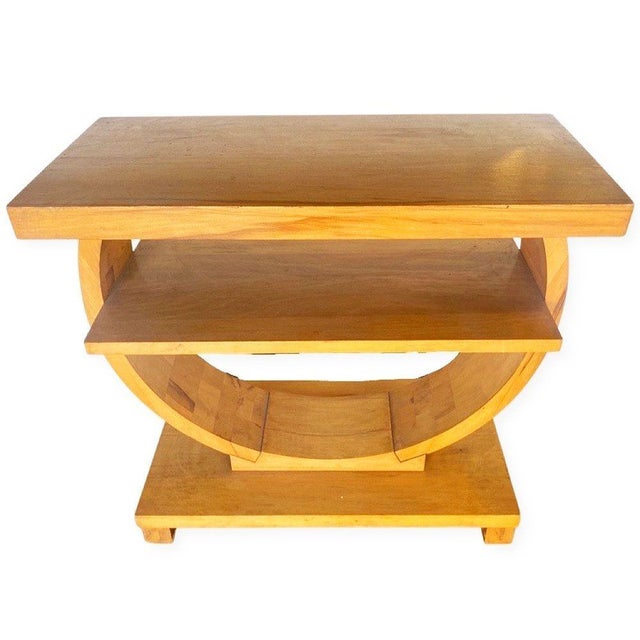 1930s Blond Geometric Art Deco Side Table Attributed to Gilbert Rohde for Brown Saltman For Sale - Image 4 of 8
