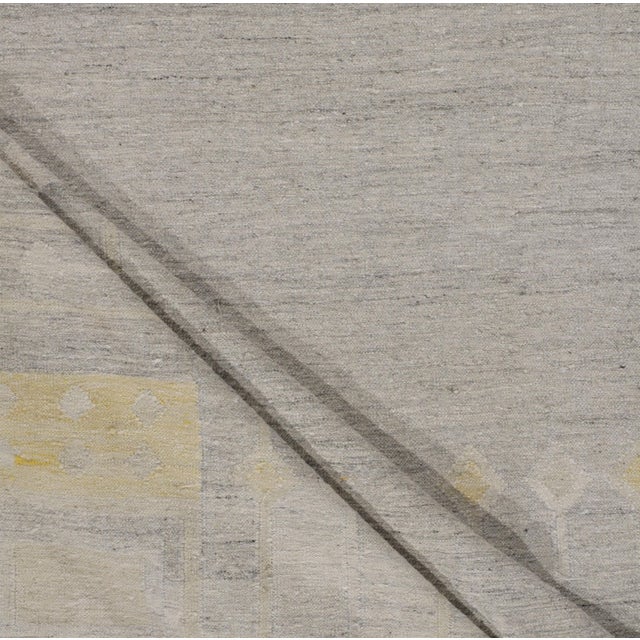 Contemporary Contemporary Swedish Style Gray & Yellow Kilim Deco Rug 8ft X 10ft For Sale - Image 3 of 7