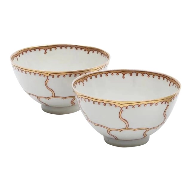 Antique 18th Century Chinese Export Porcelain Tea Cups or Bowls - A Pair For Sale