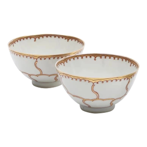 Antique 18th Century Chinese Export Porcelain Tea Cups or Bowls - A Pair