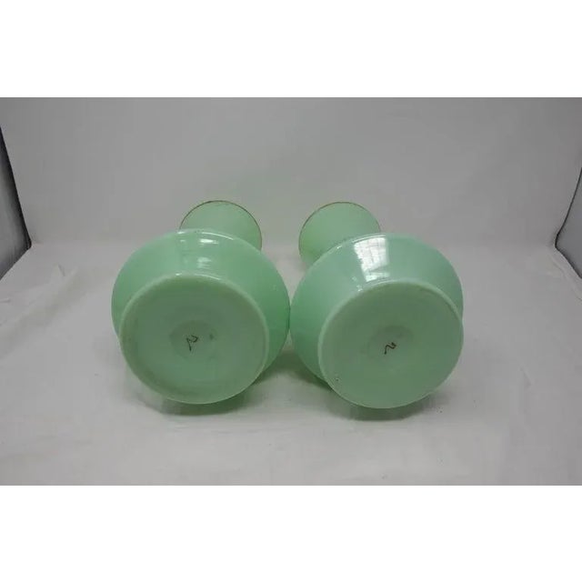 Green Opaline Vase Set of 2 For Sale - Image 8 of 10