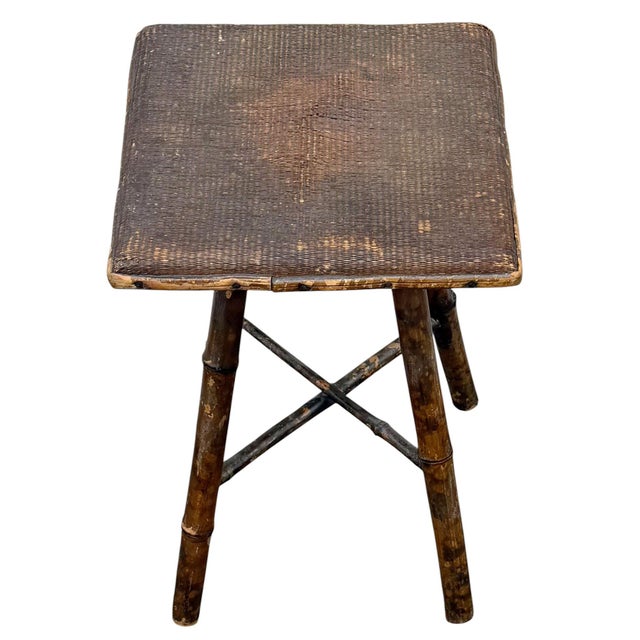 Late 19th Century English Bamboo Stand With Raffia Top For Sale - Image 4 of 8