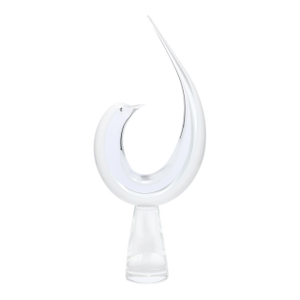 Mid-Century White & Transparent Murano Glass Bird Sculpture Signed Renato Anatra