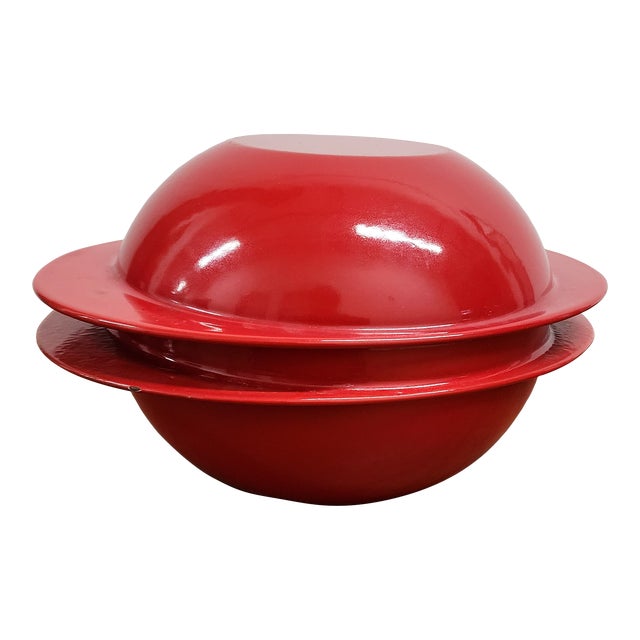 Vintage Enameled Cast-Iron Saturnus Casserole by Timo Sarpaneva for Rosenlew For Sale