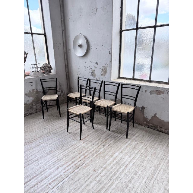 Wood Italian Braided Rope Chairs, 1960s, Set of 6 For Sale - Image 7 of 18