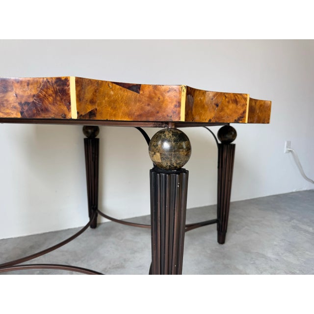 1980’s Vintage Maitland Smith - Style Coastal Tessellated Coconut Shell Top Sculptural DiningAAA Table For Sale - Image 12 of 12