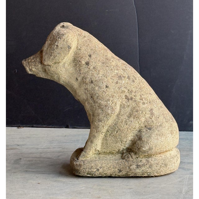 Stone English Garden Stone Statuary Pig For Sale - Image 7 of 12