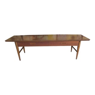 1980s Vintage Solid Wood Coffee Table One Drawer by Lane For Sale