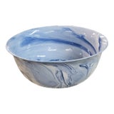 Blue Marble Swirl Bowl 13.5" For Sale