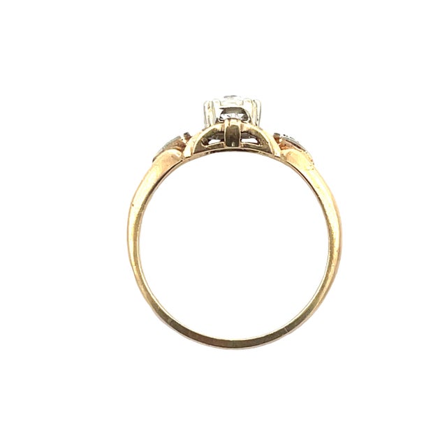 Antique 14k Two Tone Gold Diamond Ring, Size 6.25 For Sale - Image 4 of 10