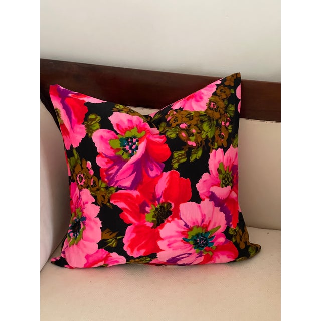 Shabby Chic Vibrant Floral Feather Down Pillow For Sale - Image 3 of 5