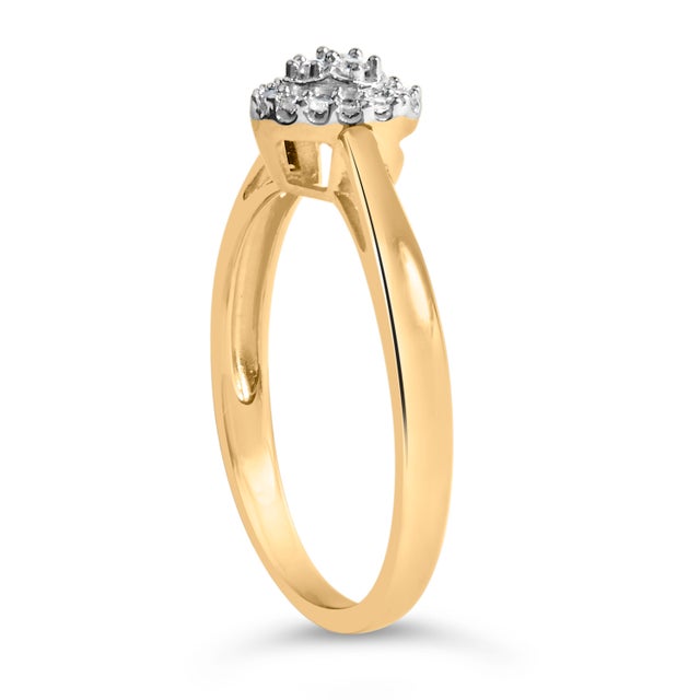 Haus of Brilliance 10K Yellow Gold 1/10 Diamond Heart and Halo Promise Ring For Sale - Image 4 of 6