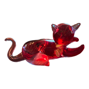 1970s Murano Seguso Sommerso Style Cat