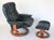 Ekornes ASA Vintage Ekornes "Stressless" Navy Blue Leather Reclining Chair & Ottoman For Sale - Image 4 of 12