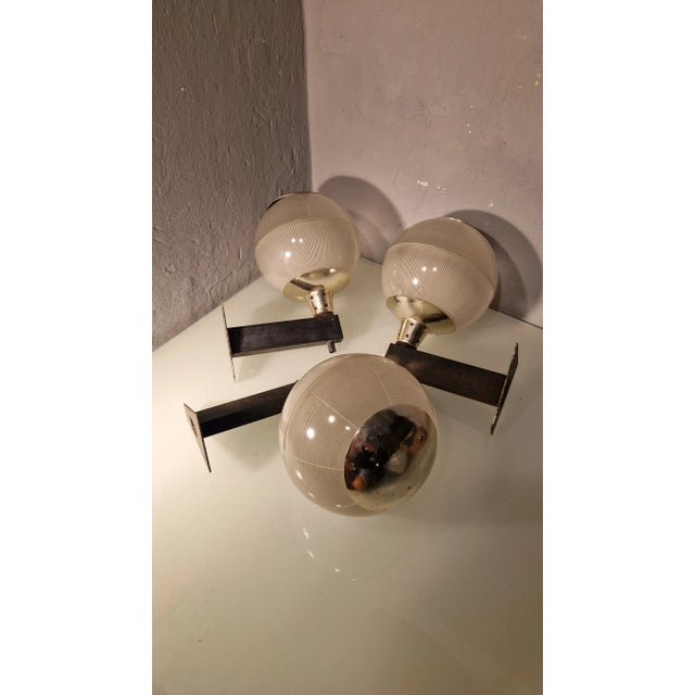 Double Fresnel Glass and Polished Aluminum Wall Light, 1960s For Sale - Image 10 of 11