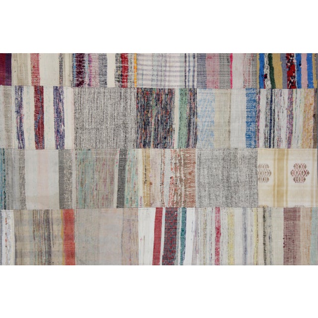 Mid-Century Modern Hand Knotted Patchwork Rug by Aara Rugs Inc. - 9'8" X 6'10" For Sale - Image 3 of 3