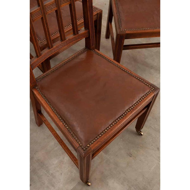 English Set of 8 Arts & Crafts Dining Chairs For Sale In Baton Rouge - Image 6 of 12