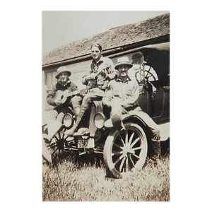 Early 20th Century Snapshot Photograph Guys Guitar and Banjo