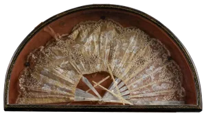 Fan Holder Frame Covered in Leather with Vintage Fan