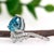 3.7ct Blue Zircon Ring With Natural Diamond Accents: Solid 14k Gold - Pear Cut, Size 6.75 For Sale - Image 4 of 7