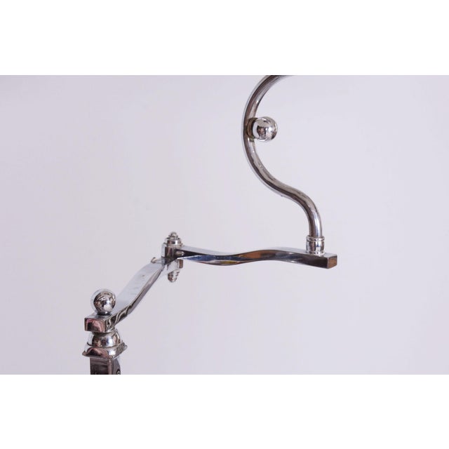 1920s Czech Bauhaus Floor Lamp in Chrome-Plated Steel with Textile Lampshade, 1920s For Sale - Image 5 of 10