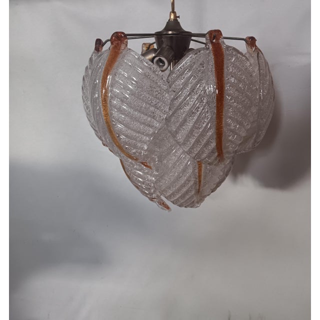 Vintage Glass Leaves Pendant Lamp, 1970s For Sale - Image 8 of 13