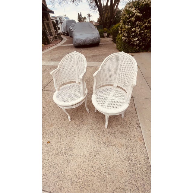 Mid 19th Century Pair of French Swivel Chairs With Caning Inserts For Sale - Image 4 of 6