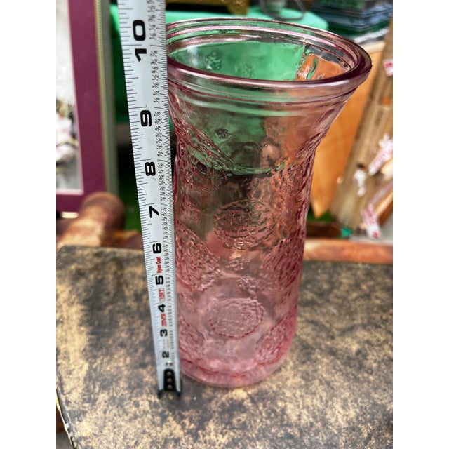 1970s Pink Depression Glass Large Vase For Sale - Image 4 of 6