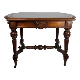 Antique French Victorian Leather Top Writing Desk For Sale