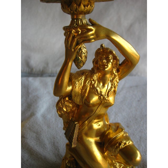 Mid 19th Century Pair of French Napoleon III Gilded Bronze Candlestick For Sale - Image 6 of 13