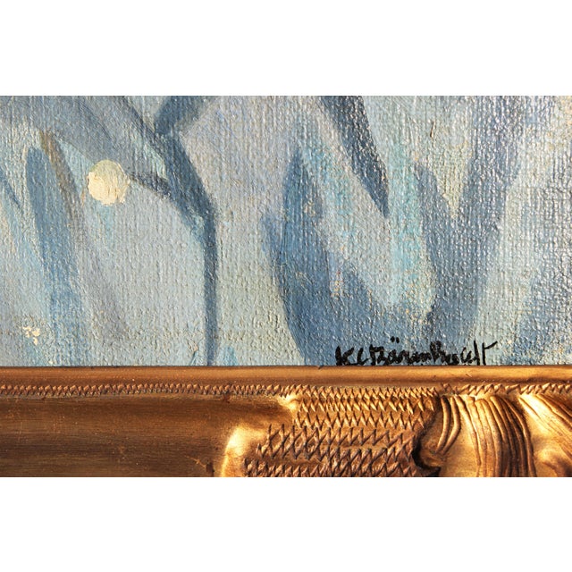 Hans Christian Barenholdt Figurative Yellow and Blue-Toned Realistic Impressionist Portrait of a Boy, 1940s For Sale In Houston - Image 6 of 10