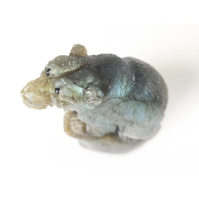 Green 20th Century Labradorite Stone Carved Bear Figure For Sale - Image 8 of 10